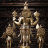 Brass Vishnu Standing With Garuda & Hanuman , Smooth Finish 24.5"