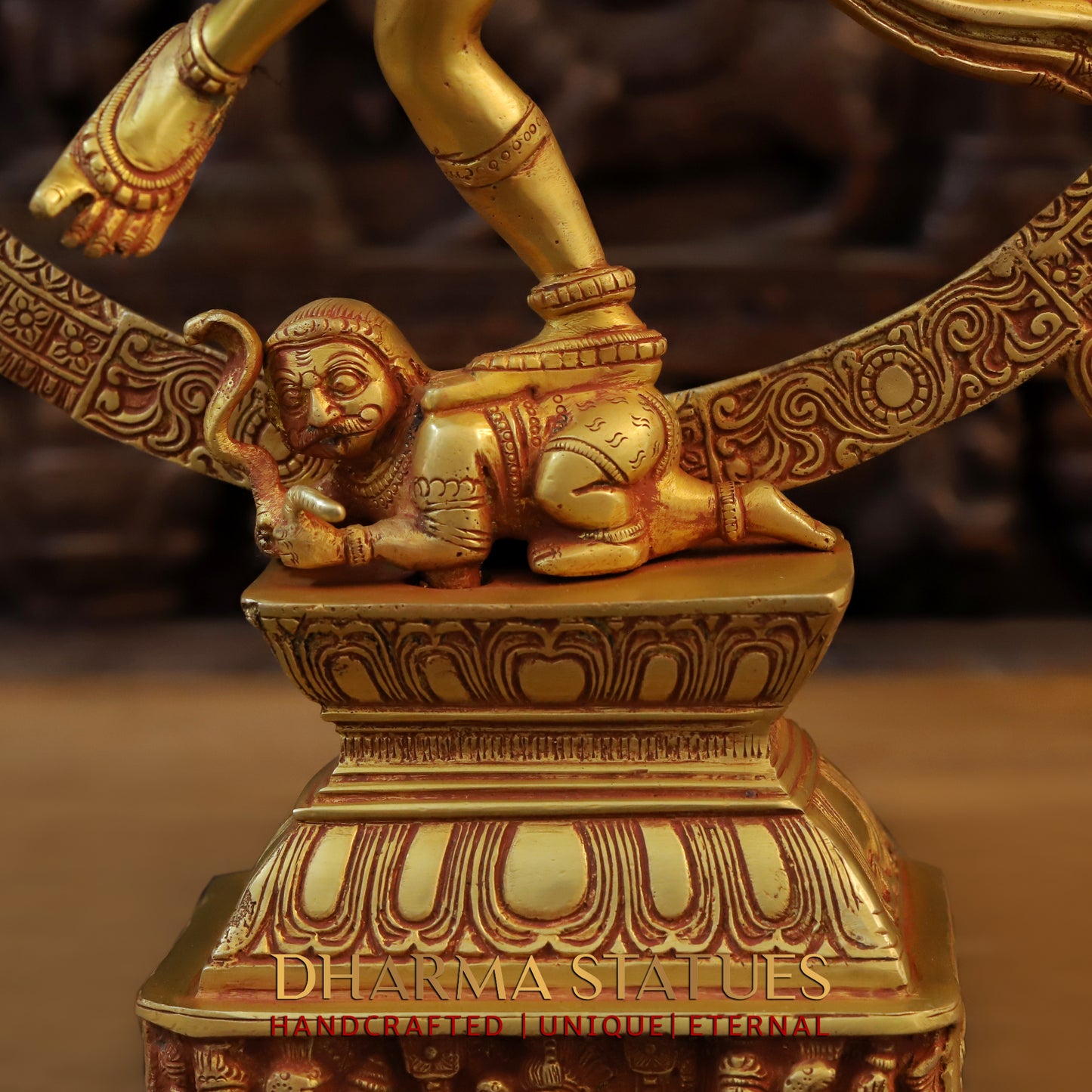 Brass Nataraja, Dancing Shiva, Golden Bronze Finish, 23.5"