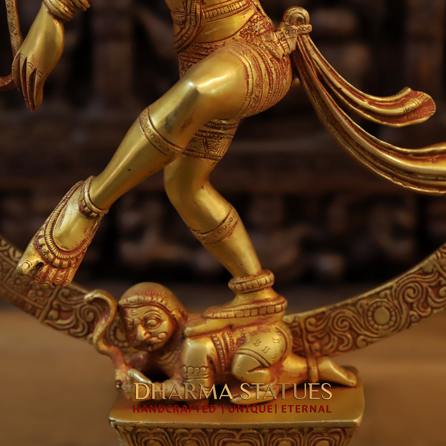 Brass Nataraja, Dancing Shiva, Golden Bronze Finish, 23.5"
