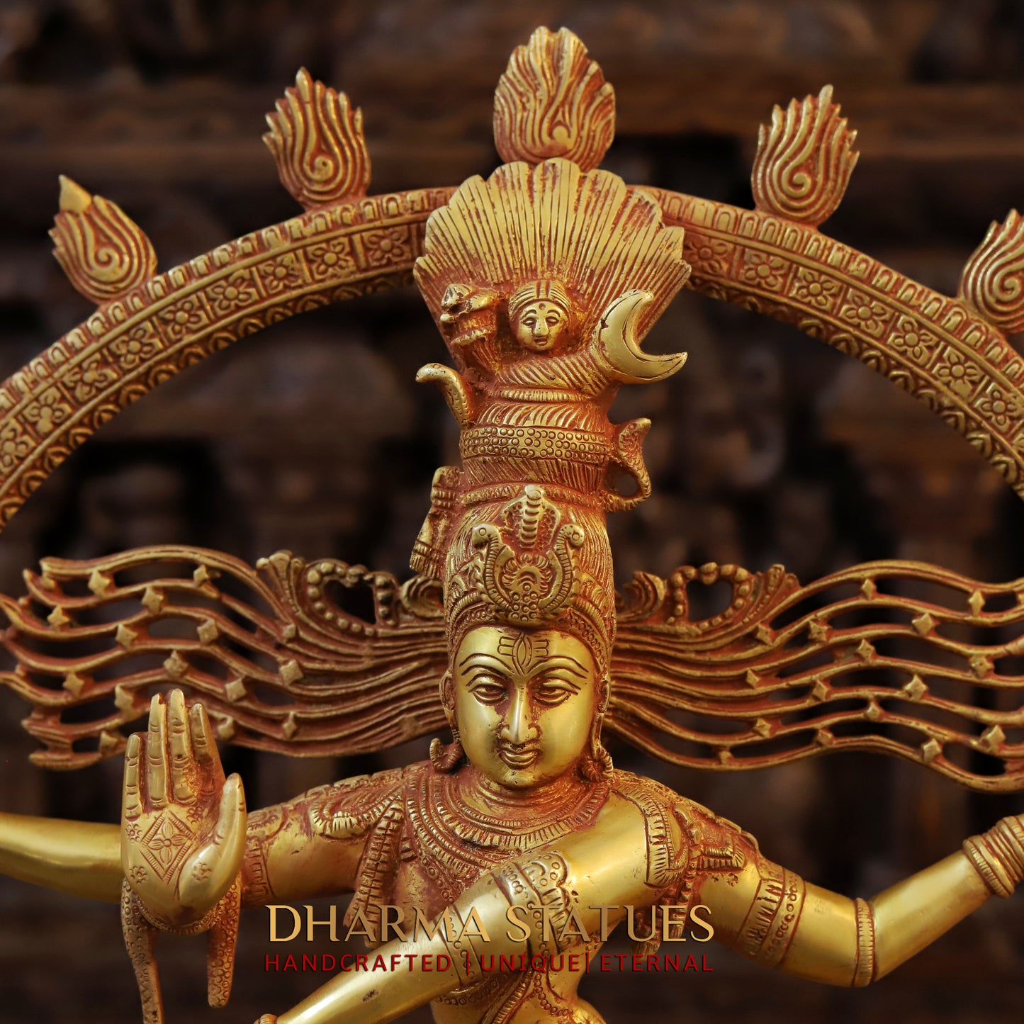 Brass Nataraja, Dancing Shiva, Golden Bronze Finish, 23.5"