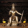 Brass Hanuman Statue, Seated, Fine Golden Finish 23"