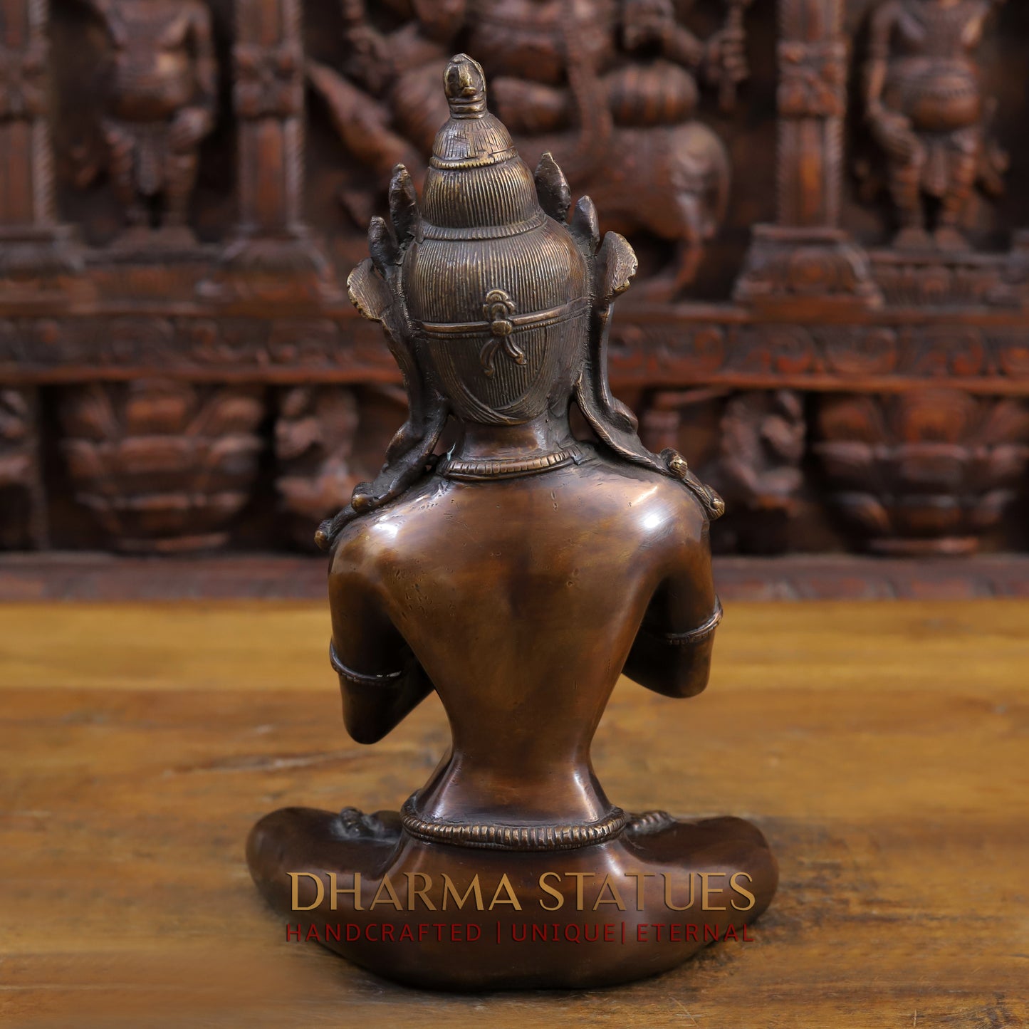 Brass Buddha in Vajra-Humkara Mudra, Copper & Golden Finish, 13.5"
