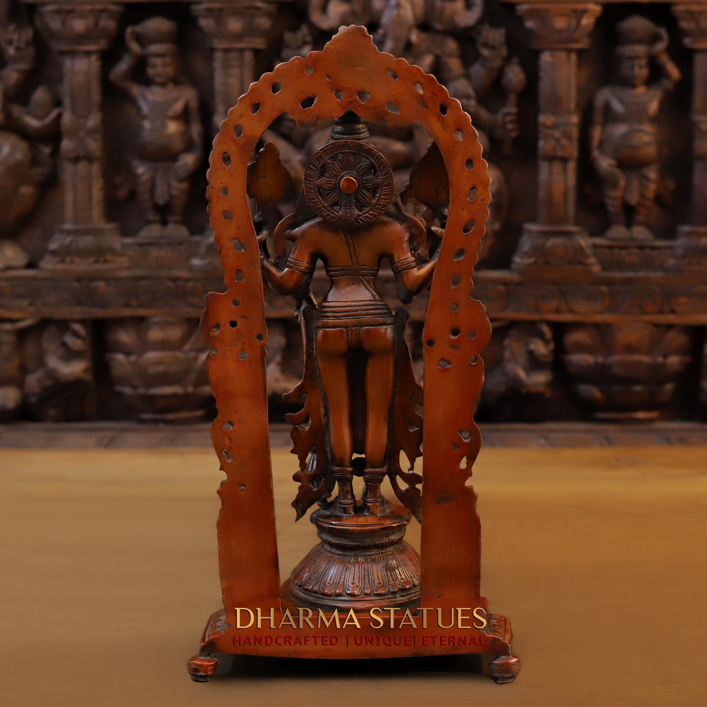 Brass Tirupati Balaji with Garuda at the Pedestal, Copper & Golden Finish, 16"