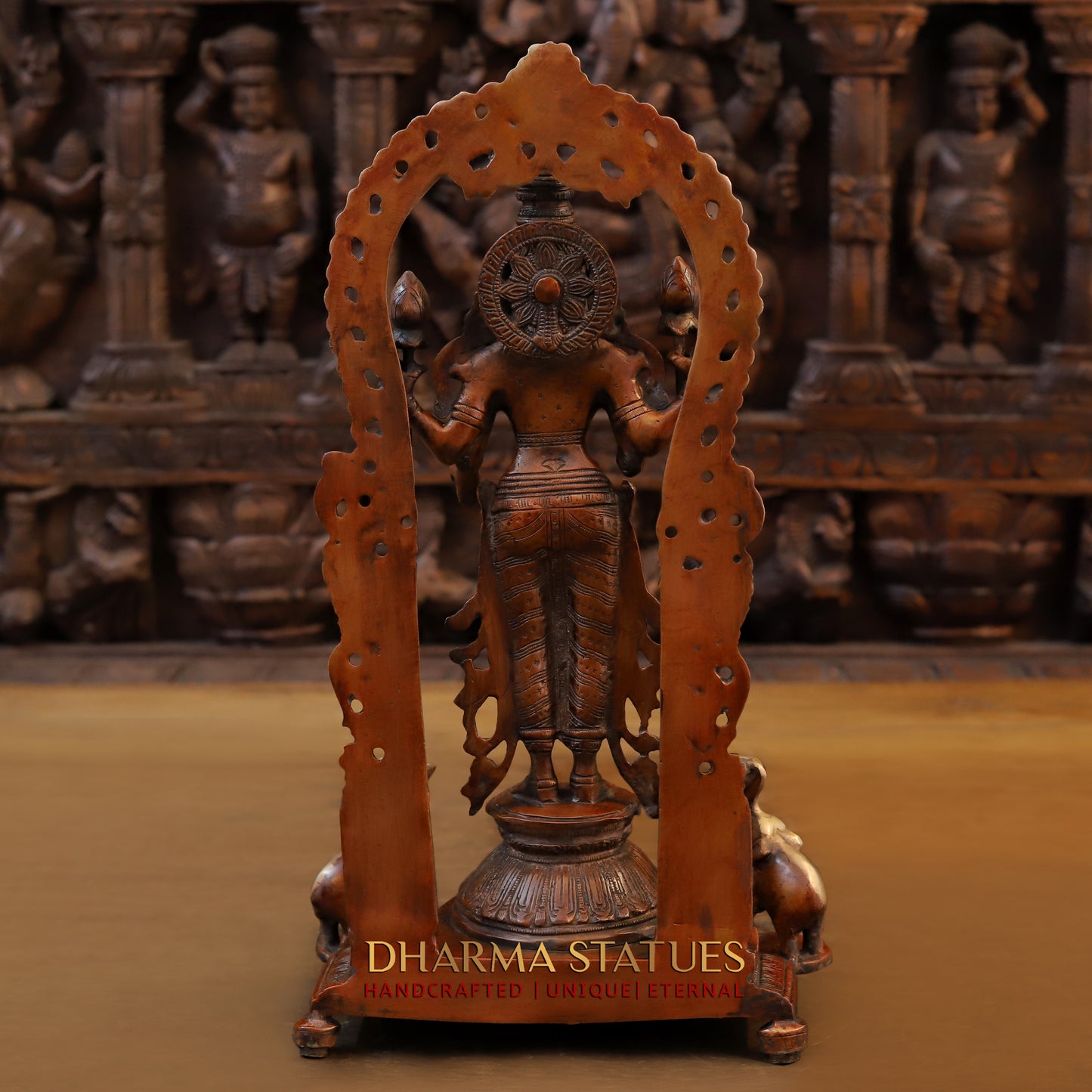 Brass Lakshmi Standing in Blessing Posture, Copper & Golden Finish, 16"