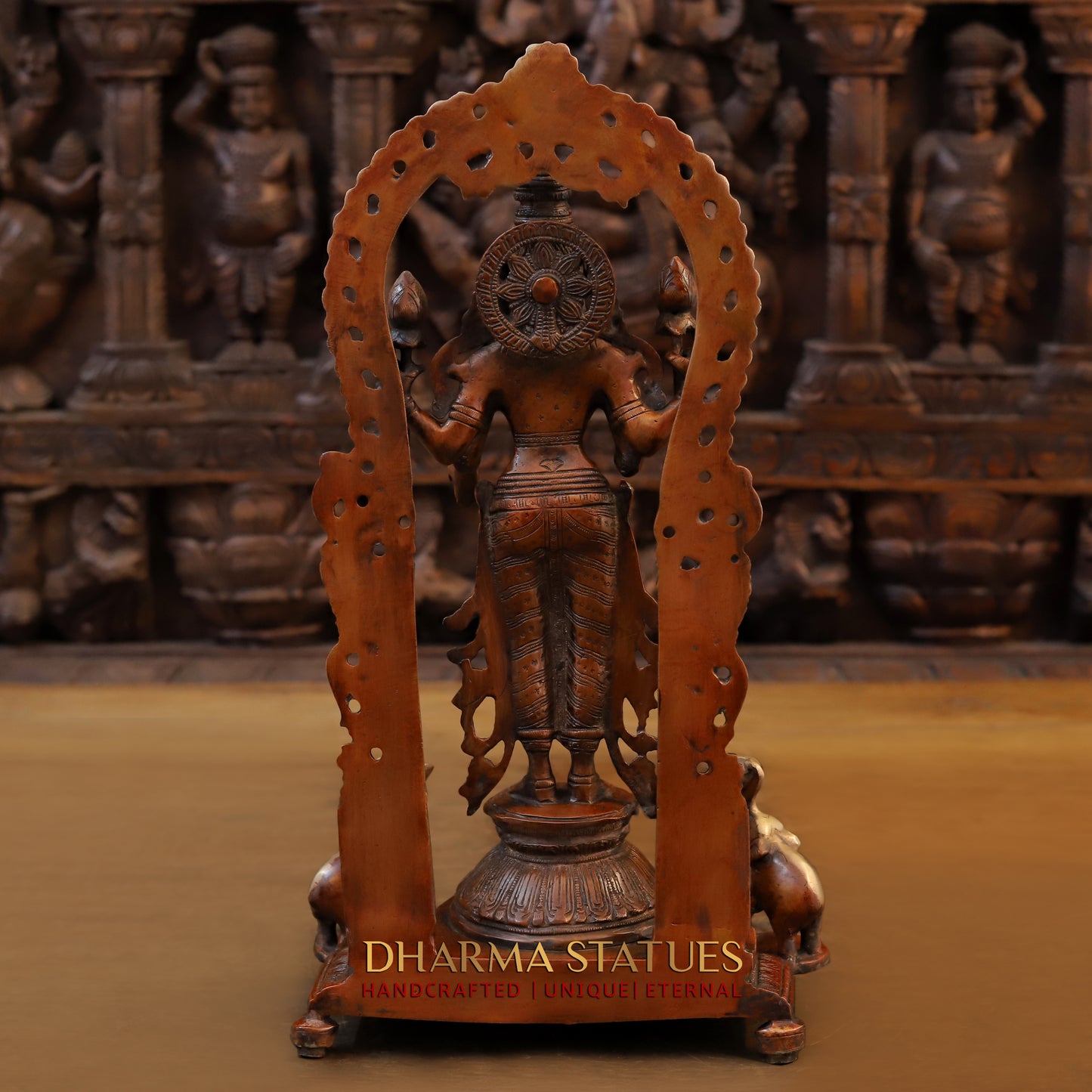 Brass Vishnu & Lakshmi Pair, Copper & Golden Finish, 16"