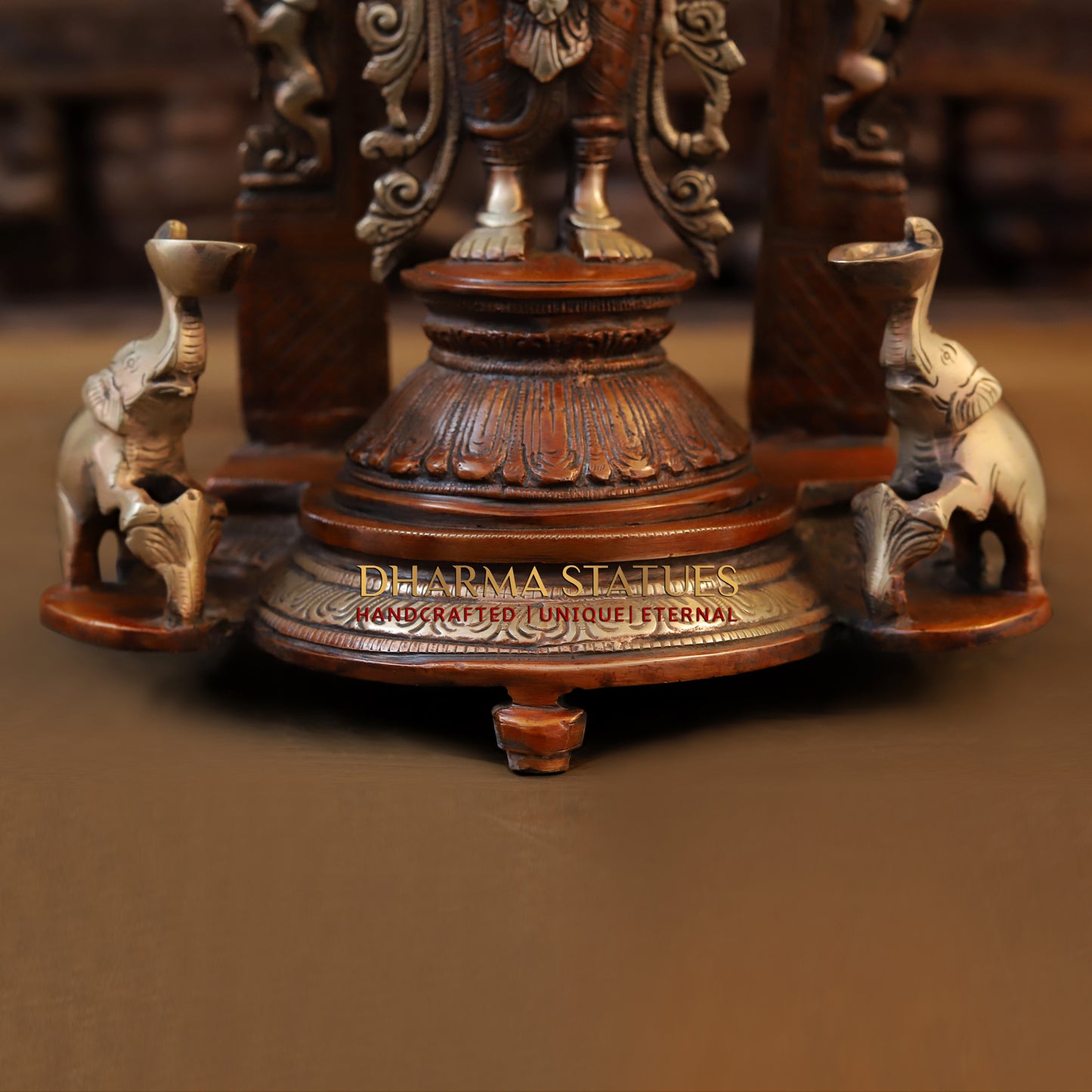 Brass Lakshmi Standing in Blessing Posture, Copper & Golden Finish, 16"