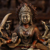 Brass Durga Idol, Sitting on a Mighty Lion, Copper & Golden Finish, 10"