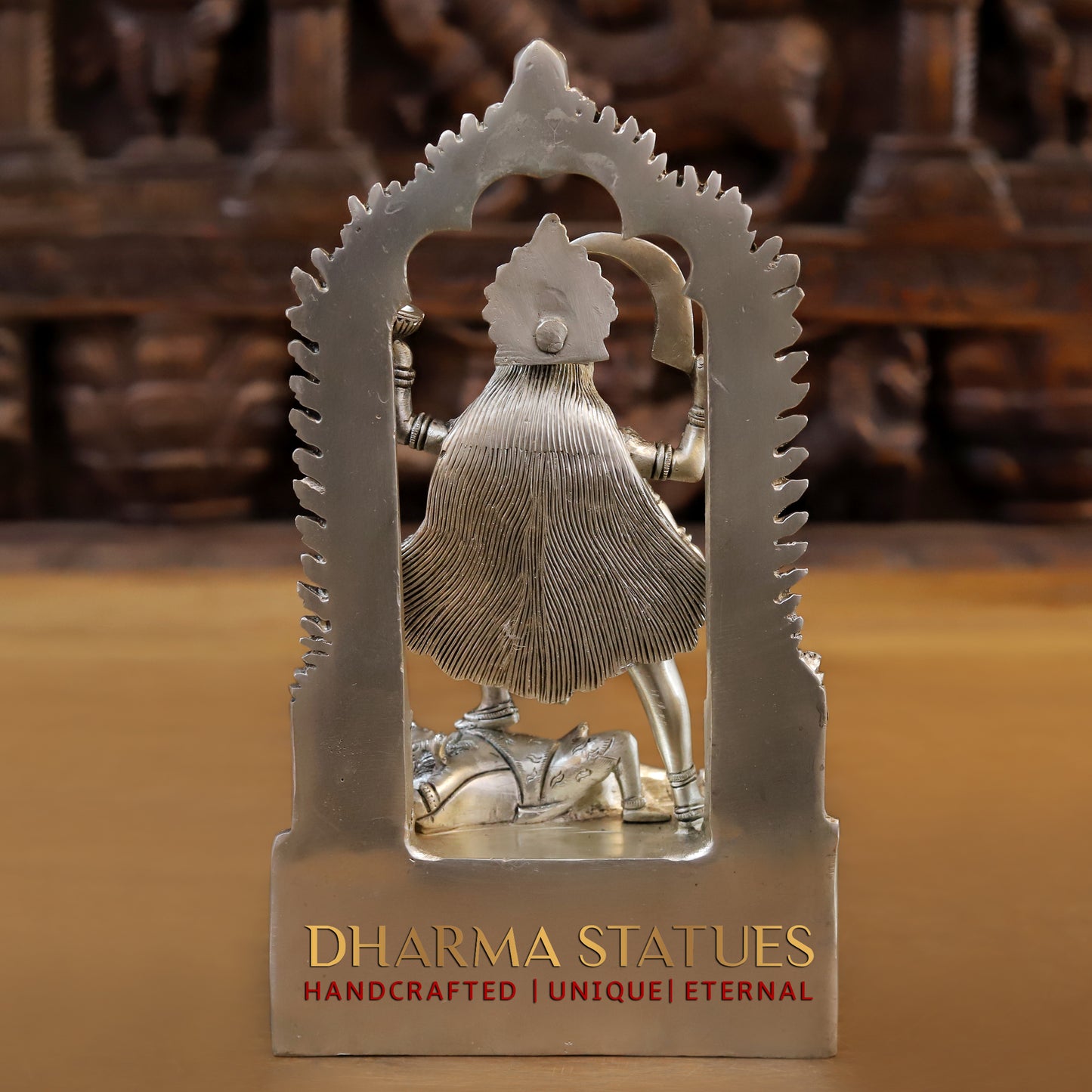 Brass Kaali standing with Arch, Silver Fine Finish 11"