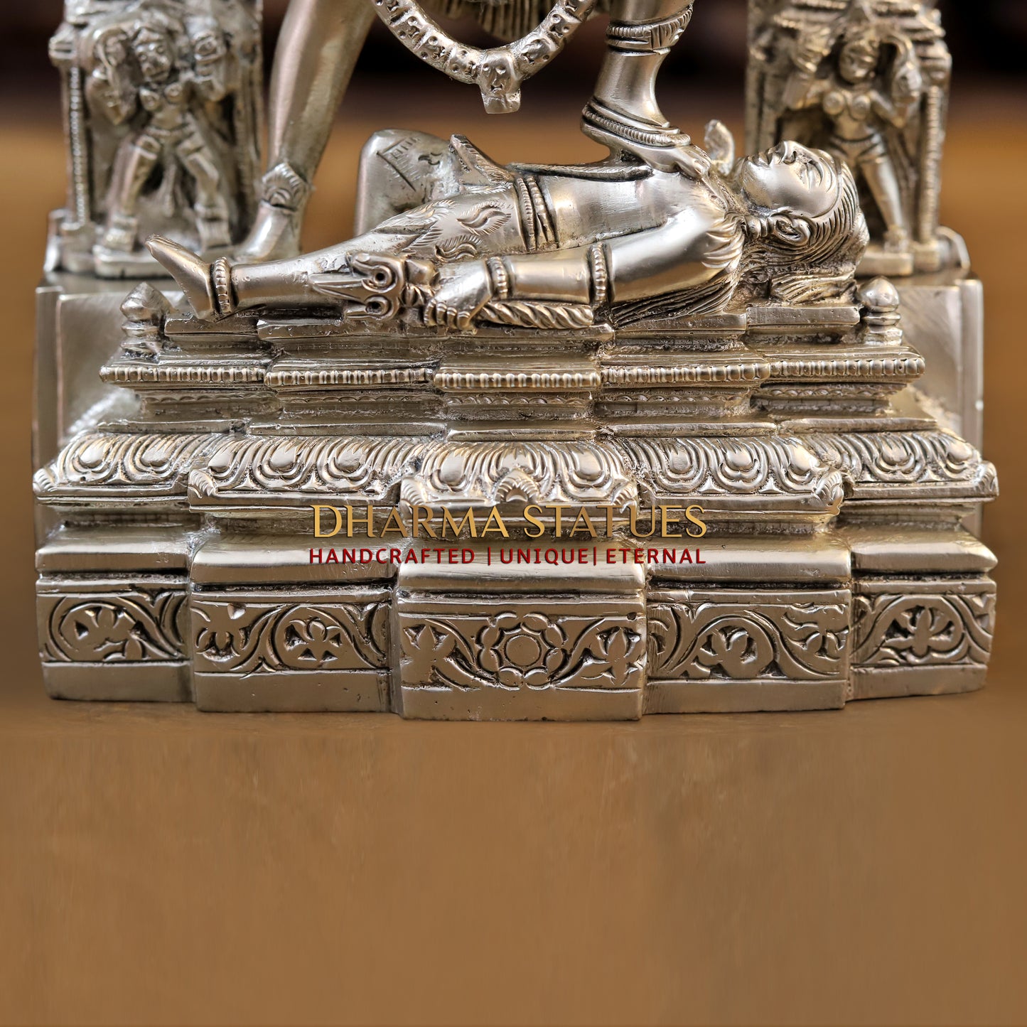 Brass Kaali standing with Arch, Silver Fine Finish 11"