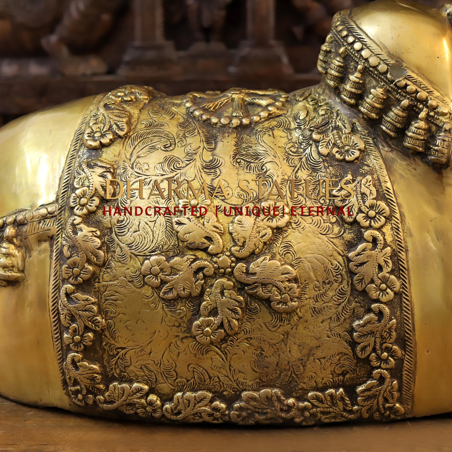Brass Handcrafted Nandi Seated, Fine Golden Finish, 22"