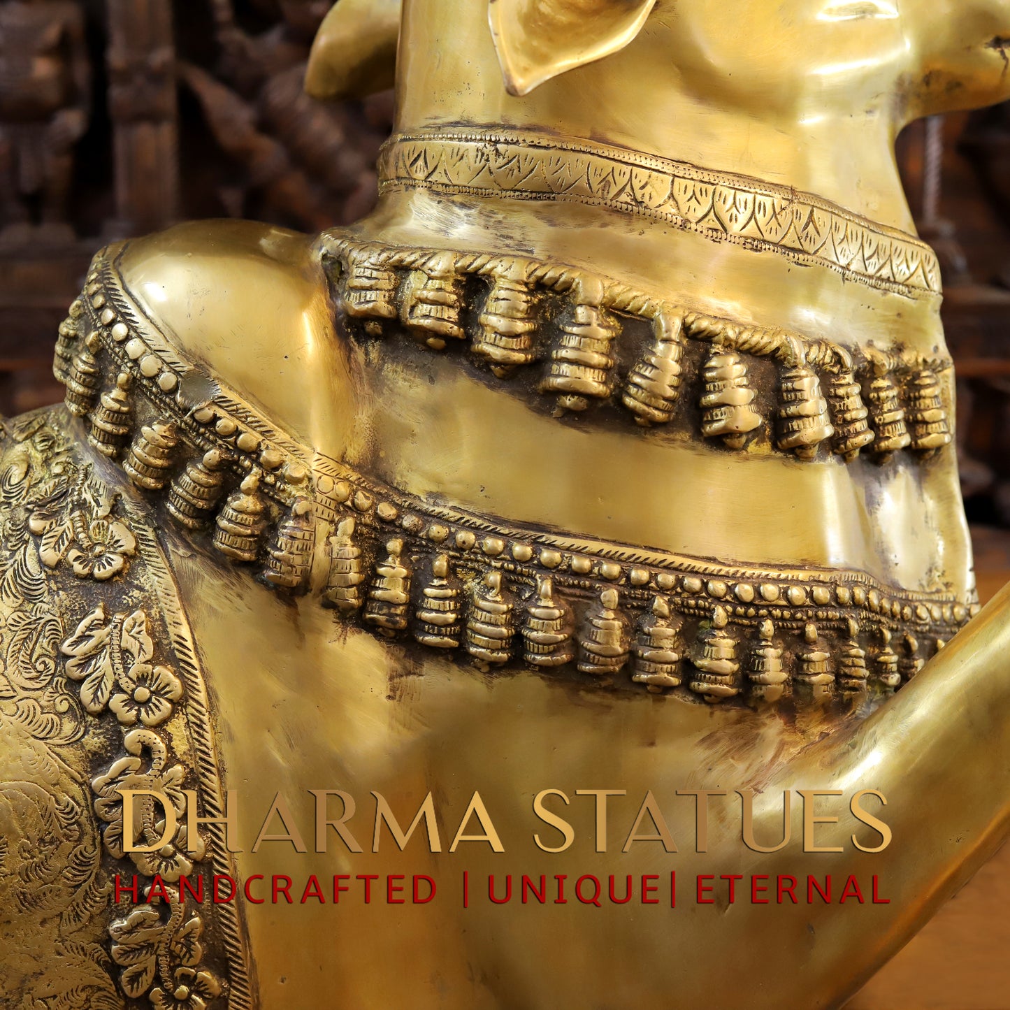 Brass Handcrafted Nandi Seated, Fine Golden Finish, 22"