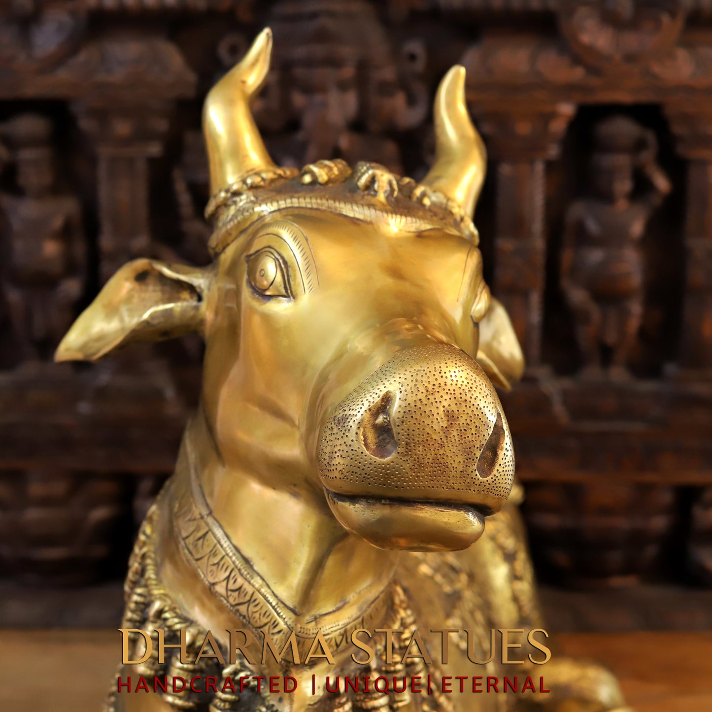 Brass Handcrafted Nandi Seated, Fine Golden Finish, 22"