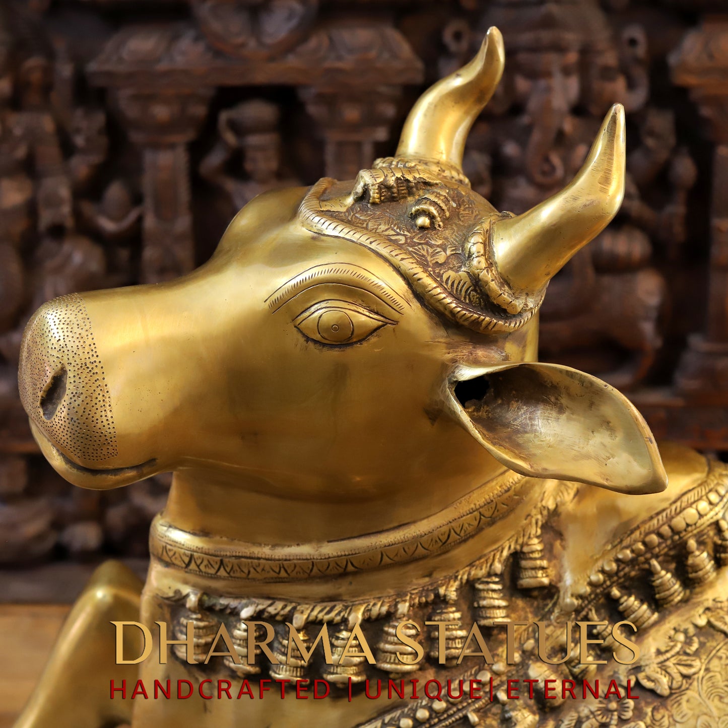 Brass Handcrafted Nandi Seated, Fine Golden Finish, 22"
