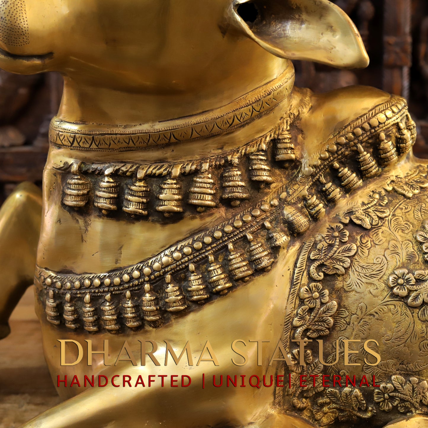 Brass Handcrafted Nandi Seated, Fine Golden Finish, 22"