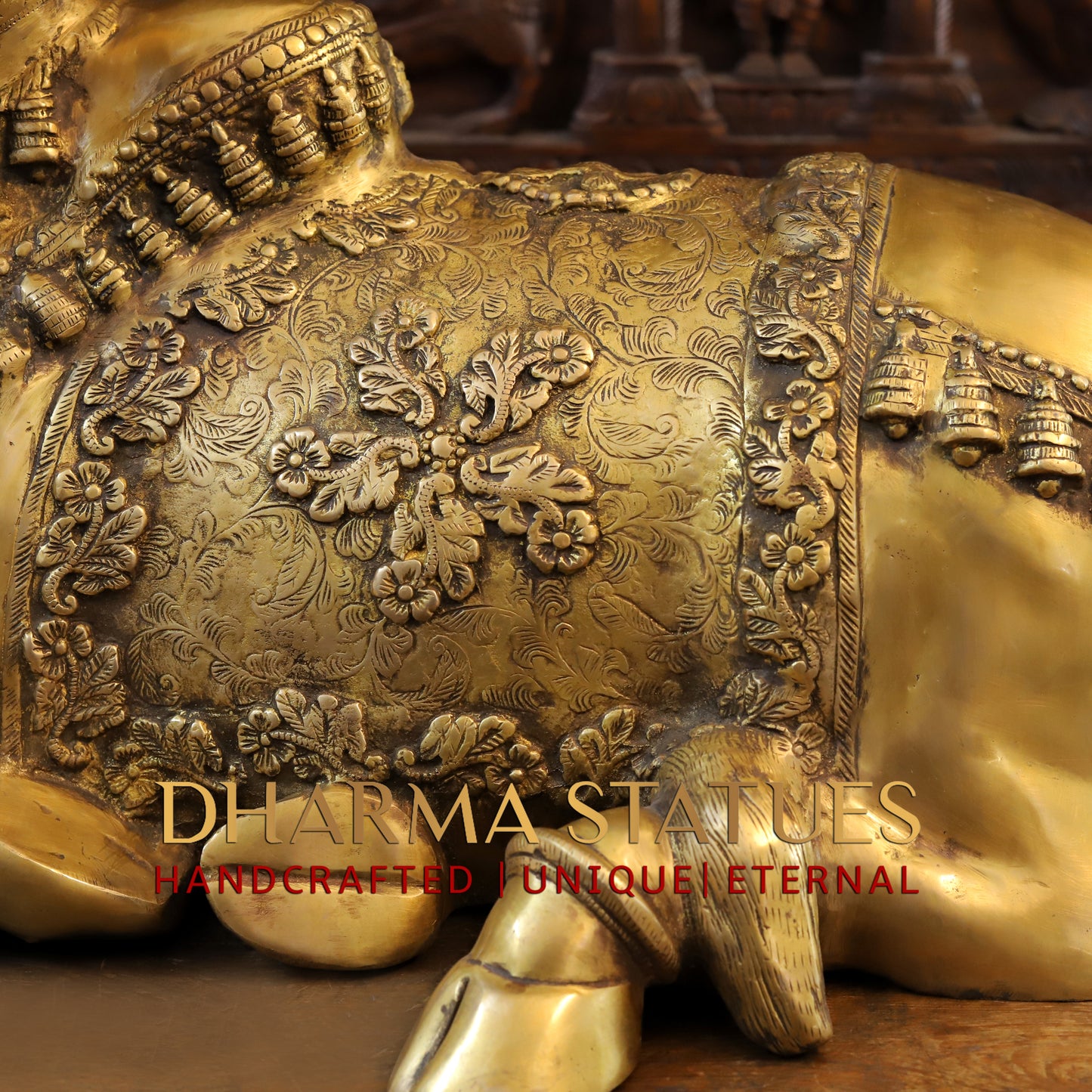 Brass Handcrafted Nandi Seated, Fine Golden Finish, 22"