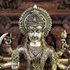 Brass Majestic Durga Statue, Seated on a Lion, Antique Gold Finish, 26"