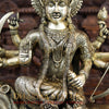 Brass Majestic Durga Statue, Seated on a Lion, Antique Gold Finish, 26"