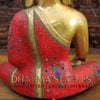 Brass Buddha Idol, Seated, Golden and Stone work 20"