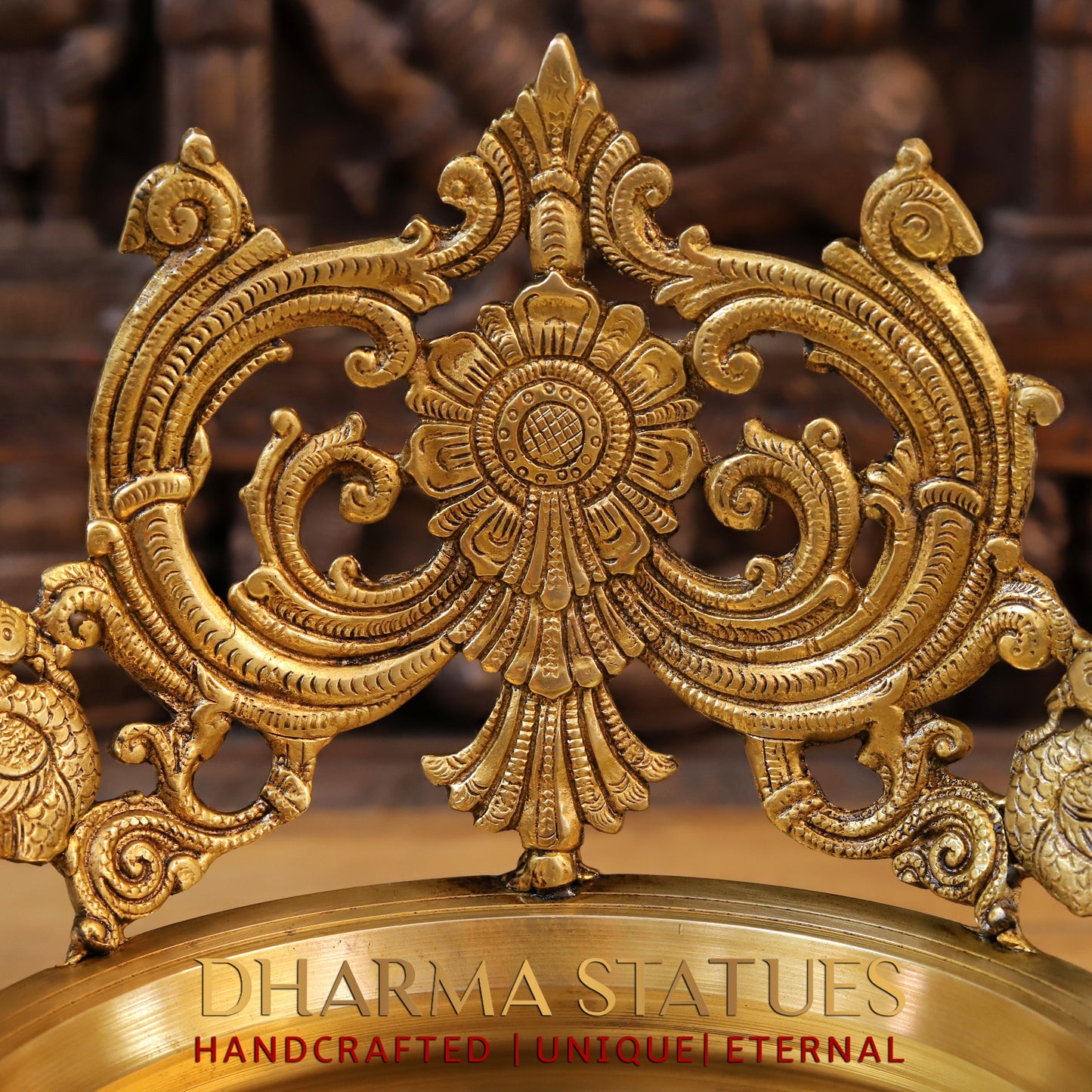 Brass Urli with 5 Diya, Golden Finish, 12.5"