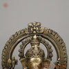 Brass Ganesh Seated on Pedestal, Fine Golden Finish, 18.5"