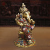 Ganesh Seated On lotus Pedestal, Stone work 14.5"