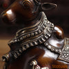 Brass Nandi Statue Seated, Guardian of Shiva's Realm, Copper Finish 10"