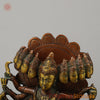 Brass Kali With Ten Heads, Golden & Copper Finish, 15.5"