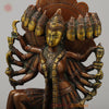 Brass Kali With Ten Heads, Golden & Copper Finish, 15.5"