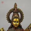 Brass Sarswati Seated on Swan, Copper & Golden Finish, 28"