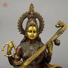Brass Sarswati Seated on Swan, Copper & Golden Finish, 28"
