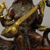Brass Sarswati Seated on Swan, Copper & Golden Finish, 28"