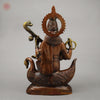 Brass Sarswati Seated on Swan, Copper & Golden Finish, 28"