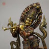 Brass Tribhanga Krishna Playing Flute, Copper & Golden Finish, 34.5"