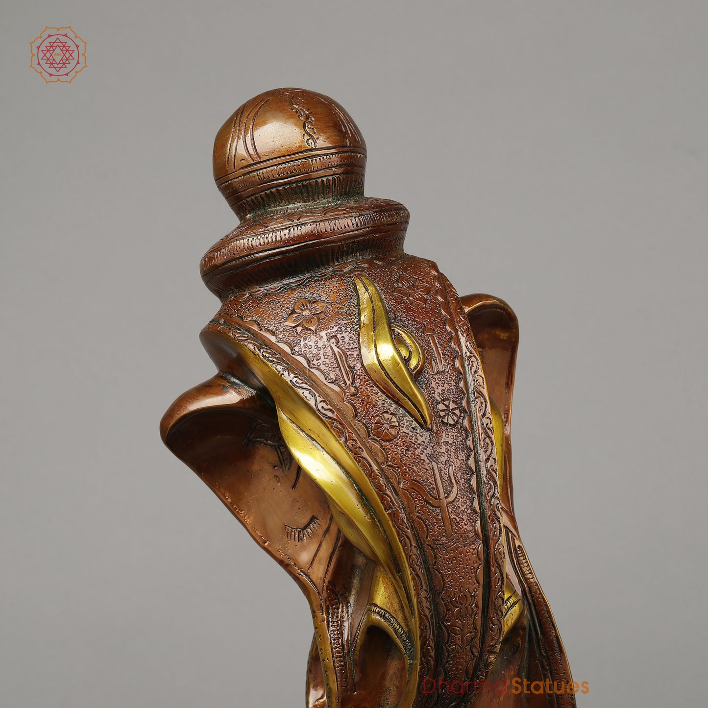 Brass Abstract Ganesh Writing Ramayana, Copper & Golden Finish, 23"