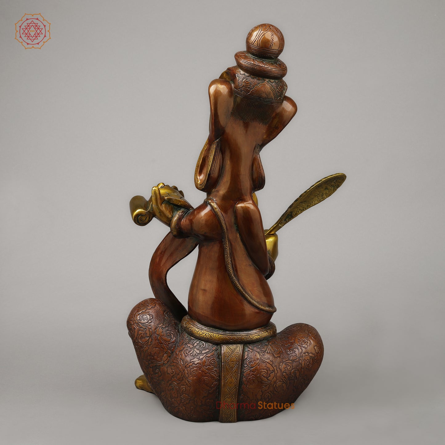 Brass Abstract Ganesh Writing Ramayana, Copper & Golden Finish, 23"