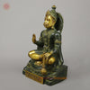 Brass Hanuman Seated in Blessing Position, Exquisite Gold & Green Patina, 17.5"