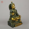 Brass Hanuman Seated in Blessing Position, Exquisite Gold & Green Patina, 17.5"