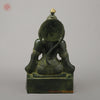 Brass Hanuman Seated in Blessing Position, Exquisite Gold & Green Patina, 17.5"