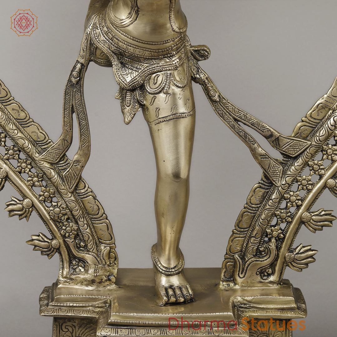 Brass Nataraja in Ananda-Tandava with Frame, Fine Golden Finish, 35"