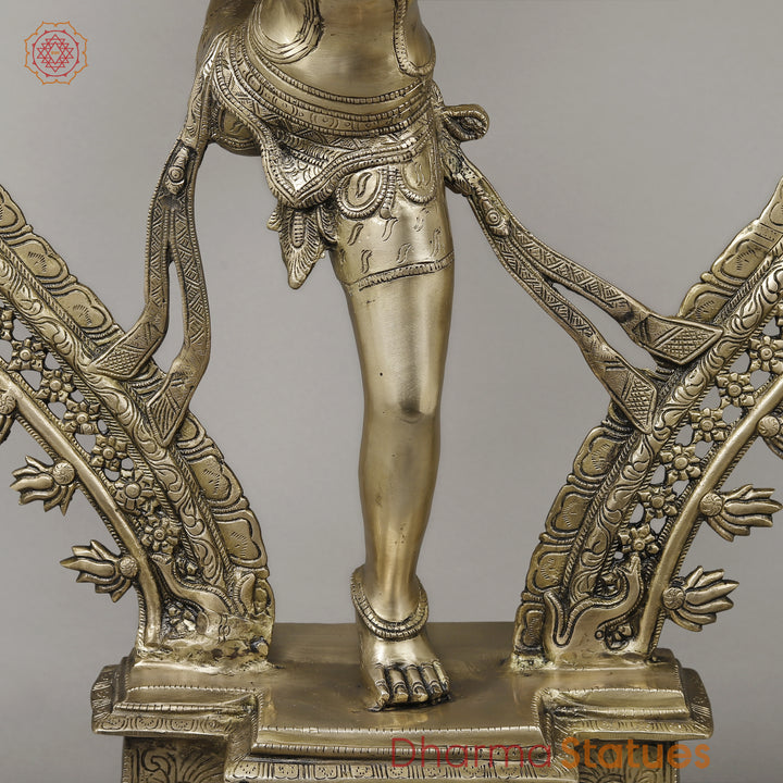 Brass Nataraja in Ananda-Tandava with Frame, Fine Golden Finish, 35"
