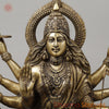 Brass Durga with 8 Arms Seated on Lion, Dark Golden Finish, 26.5"