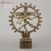 Brass Nataraj With Shiva & Parwati Postures On Base, Antique Golden Finish, 23"
