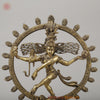 Brass Nataraj With Shiva & Parwati Postures On Base, Antique Golden Finish, 23"