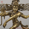 Brass Nataraj With Shiva & Parwati Postures On Base, Antique Golden Finish, 23"