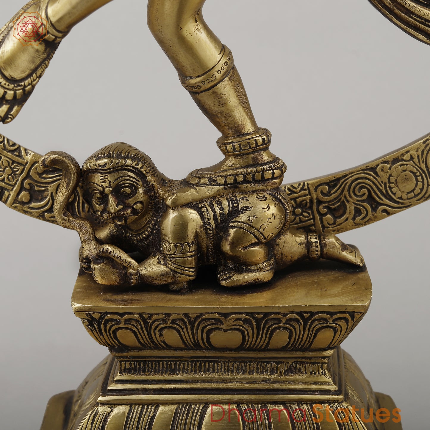 Brass Nataraj With Shiva & Parwati Postures On Base, Antique Golden Finish, 23"