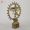 Brass Nataraj With Shiva & Parwati Postures On Base, Antique Golden Finish, 23"