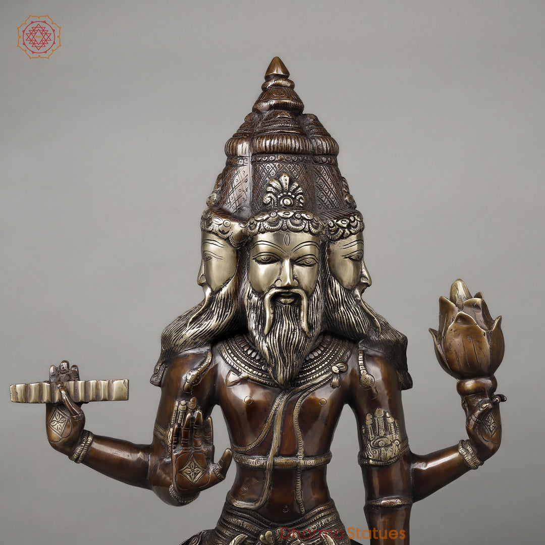 Brass Brahma Standing, Copper & Golden Finish, 39"