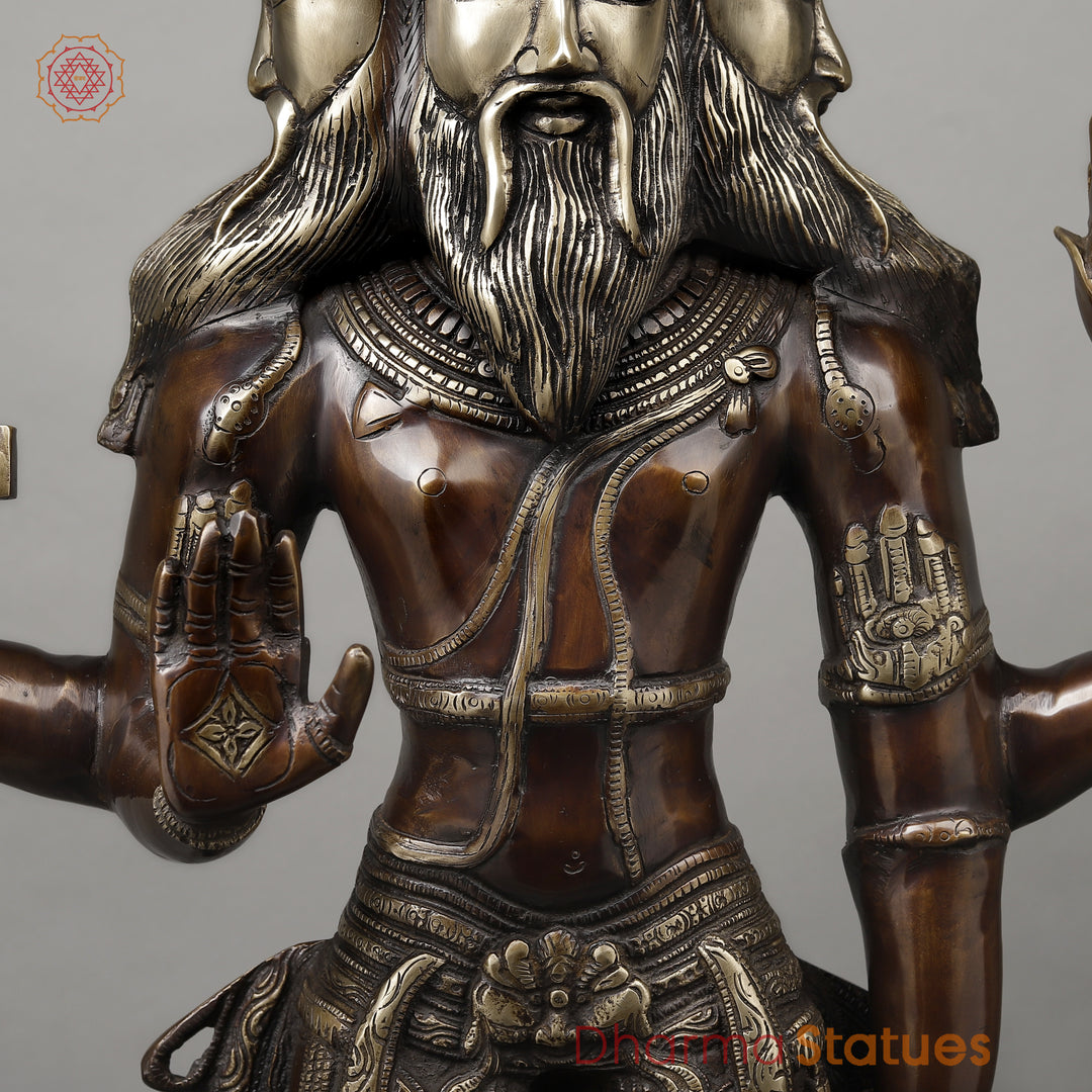 Brass Brahma Standing, Copper & Golden Finish, 39"