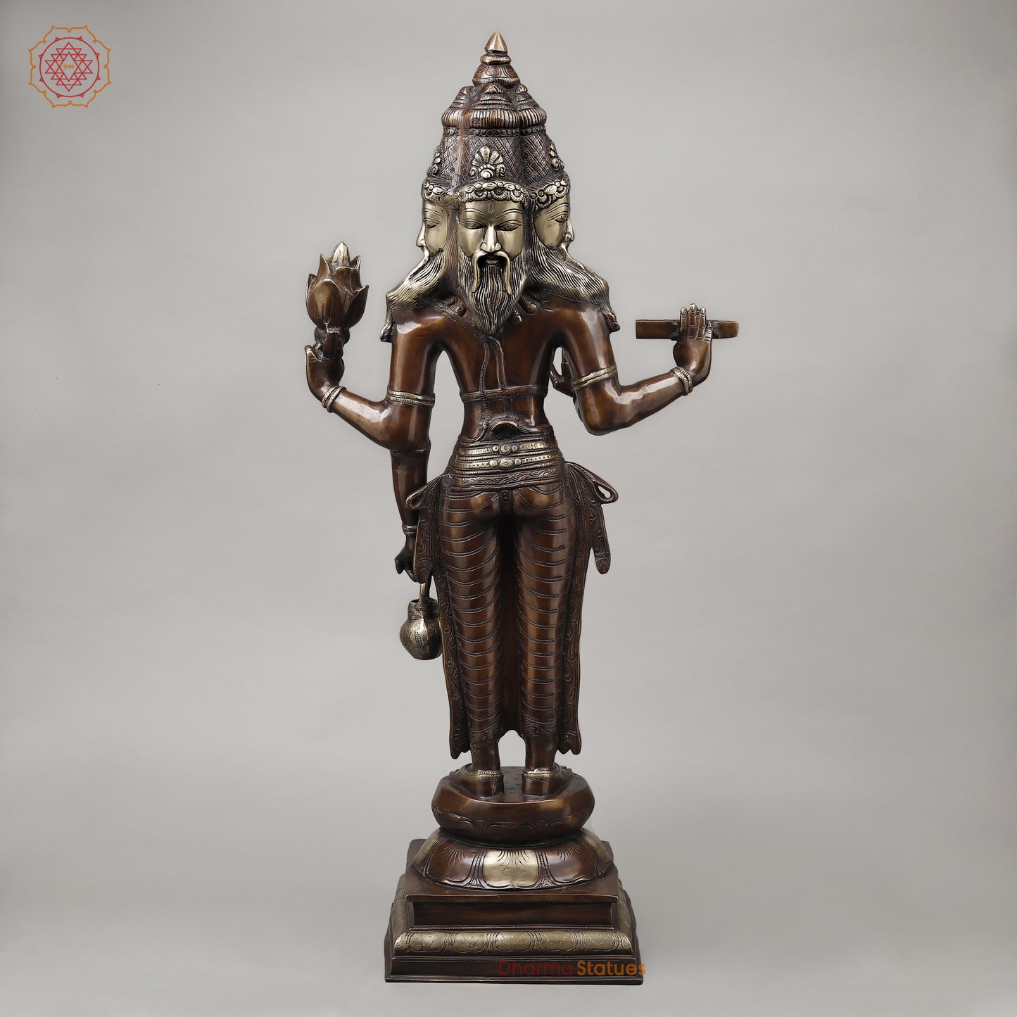Brass Brahma Standing, Copper & Golden Finish, 39"