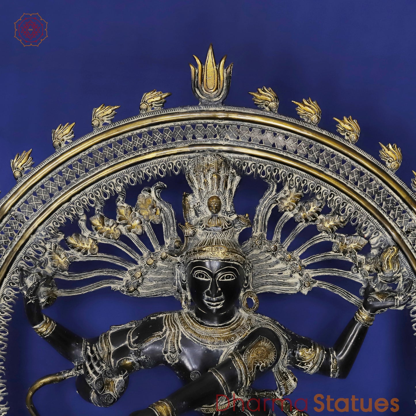 Brass Nataraja in Dancing Posture with Frame, Antique Finish 54"